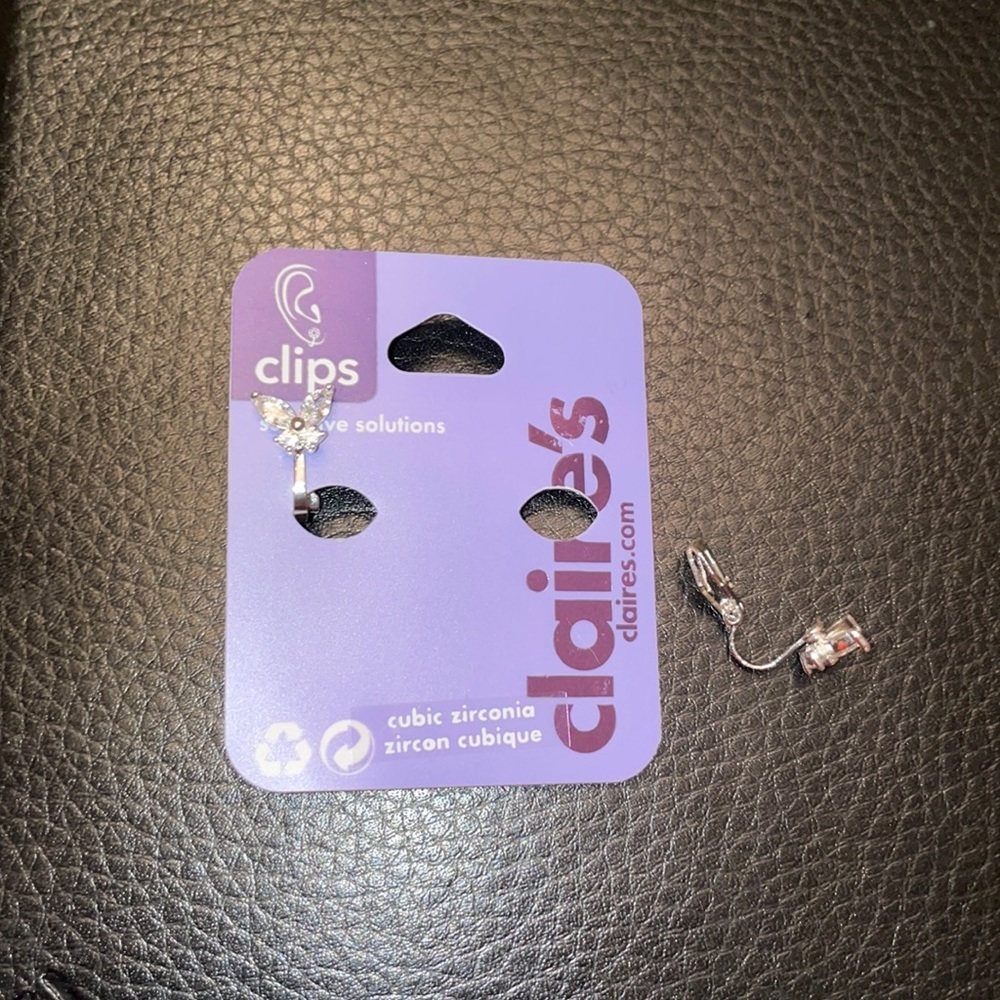Claire’s dangle butterfly clip on earrings Y2K girls dress up play belly button